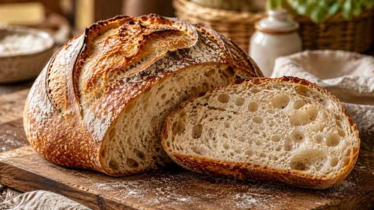 Panera Sourdough Bread Recipe with crispy golden crust and chewy artisan texture