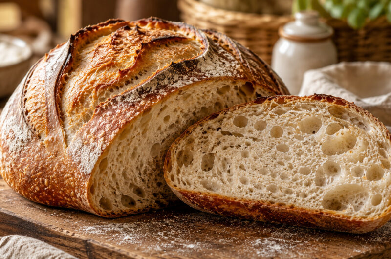Panera Sourdough Bread Recipe with crispy golden crust and chewy artisan texture