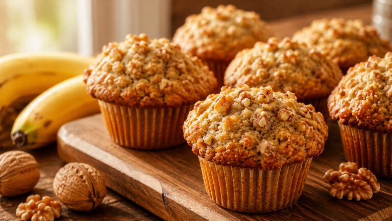 Publix Banana Nut Muffins Recipe with ripe bananas and crunchy walnuts